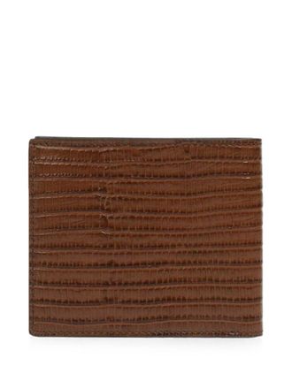 Tom Ford Mens Lizard-Effect Bifold Wallet Brown Calfskin & Cardholders