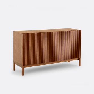 La Redoute Interieurs Hoge buffetkast met 3 deuren, massief essenhout en essenfineer, NEOTTIE