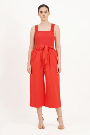 Leota Janet Cropped Jumpsuit Poppy Red