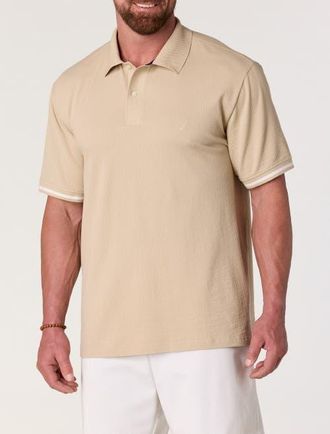 Nautica Big & Tall Compact Seersucker Polo Shirt in Mushroom at Nordstrom, Size Xx-Large