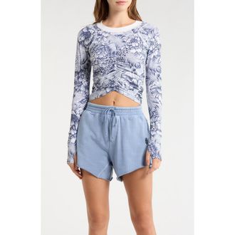 Free People FP Movement Tempo Ruched Crop Top in Wildside Navy Combo at Nordstrom, Size X-Large Regular