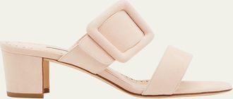 Manolo Blahnik Titubanew Suede Buckle Slide Sandals