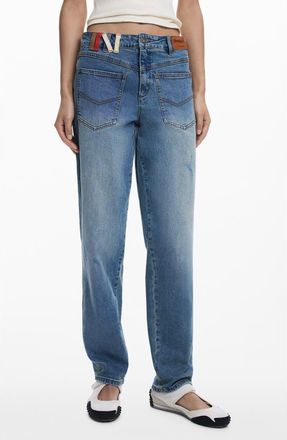 Desigual Barrel Leg Jeans in Medium Blue at Nordstrom, Size 34
