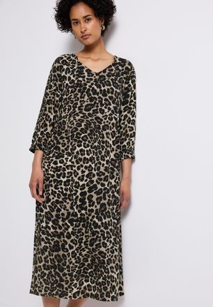 Street One Midikleid STREET ONE, Damen, Gr. 36, N-Gr, schwarz, Web, Obermaterial: 100% Viskose, bedruckt, l&auml;ssig geschnitten ca. Mitte Wade, V-Ausschnitt, Kleide