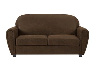 VENTE-UNIQUE.COM Sof&aacute; fijo microfibra 3 plazas marr&oacute;n 170x91cm