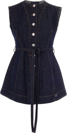 Sportmax Blue Solid Round Neck Top
