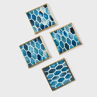 Mela Artisans Gramercy Inlay Coasters with Brass Trim in Gold at Nordstrom
