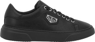 Philipp Plein Schoenen, unisex, Zwart, 47 EU, Leer, Lo-Top Sneakers Iconic Plein
