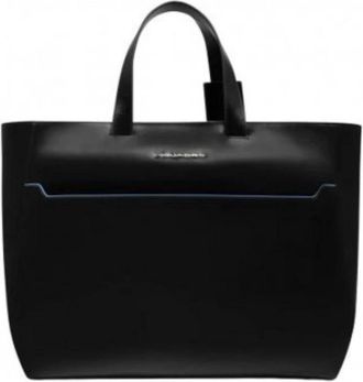 Piquadro Zwarte Laptoptas met Meerdere Compartimenten - Dames - Shoppers - Zwart - ONE Size - Leer - Tassen