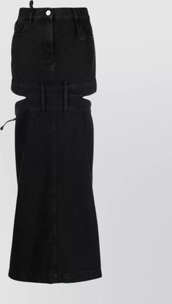 The Attico denim cutout high-rise maxi skirt
