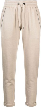 Brunello Cucinelli cotton-linen track pants - women - Cotton/Linen/Flax/Polyamide - S - Neutrals