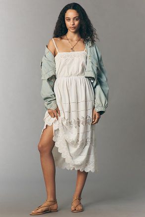 The Great. The Rosette Lace-Trim Midi Dress