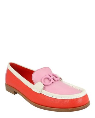 Ferragamo Womens Rolo Gancini Leather Loafers In Red Multi