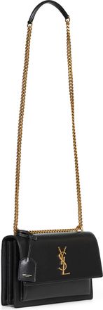 Saint Laurent Womens Crossbody Bag Sunset Black Calf Leather Satchels & Cross Body
