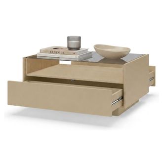 Dmora Mesa De Centro Karisasa, Un Caj&oacute;n, Un Compartimento, Forma Rectangular, 96x40x43h Cm Marr&oacute;n Claro