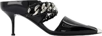 Alexander McQueen Zwarte leren sandalen met 6 cm hak - Dames - Muiltjes - Zwart - 36 1/2 EU - Schoenen