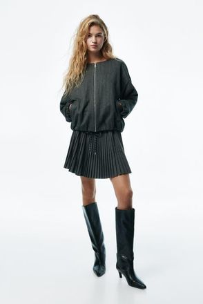 H&M Oversized Jersey Jacket in Gray Melange/pinstriped at Nordstrom, Size Xx-Large