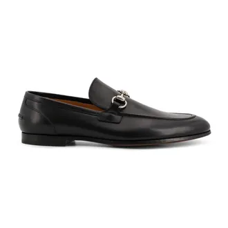 Gucci Loafers, male, Black, Size: 7 US Black Flat Shoes with Iconic Horsebit