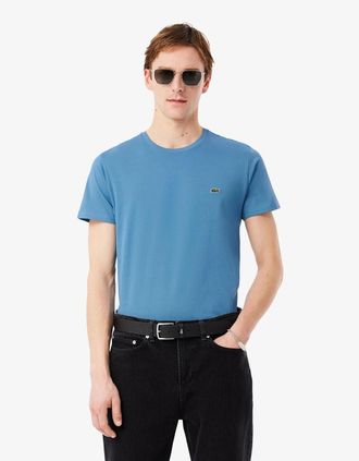 Lacoste Mens Lacoste Mens Crew Neck Pima Cotton Jersey T-Shirt - Abyss Blue JBK - Size: 44