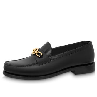 Louis Vuitton (WMNS) LOUIS VUITTON Chess Flat Loafer Shoes Black 1ABIBA