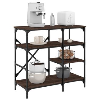 vidaXL Vidaxl - Estanter&iacute;a De Cocina Madera Ingenier&iacute;a Metal Marr&oacute;n 90x40x84 Cm