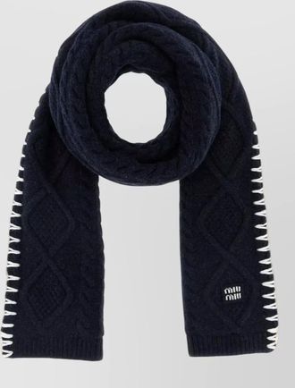 Miu Miu wool blend scarf cable knit pattern