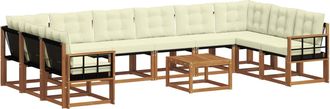 vidaXL Conjunto De Sof&aacute;s De Exterior 11 Uds. Natural Y Crema Vidaxl