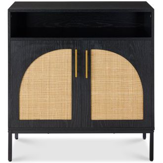 Best Choice Products Arched 2-Door Rattan Cabinet, Sideboard, Buffet, w/ Cord Cutout, Adjustable Storage Shelf