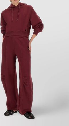 Rotate cropped hooded knitwear with ribbed finish