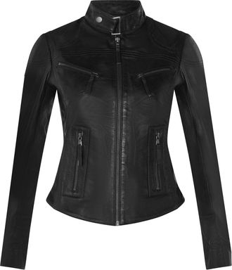 Infinity Leather Womens Slim-Fit Leather Biker Jacket-Maldon