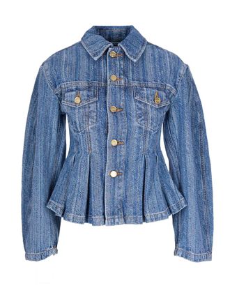 Ganni Denim Solid Shirt Collar Jacket