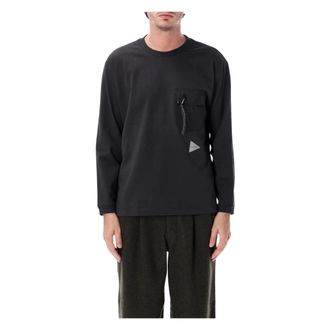 And Wander Pocket Tee L/S - - Tops - Uomo - Nero - 2XL