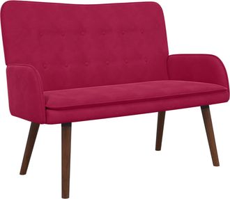 vidaXL Sof&aacute; De 2 Plazas Rojo Vino 115 X 61 X 87 Cm Terciopelo Vidaxl