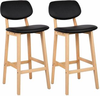 Woltu 2x Sgabelli da Bar Sgabelli Cucina pu Gambe di Faggio Sgabello da Pranzo Nero - Woltu