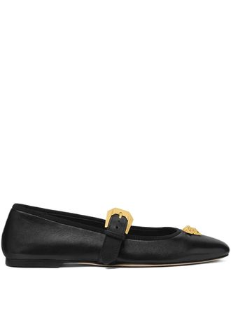 Versace Medusa-buckle ballet flats - women - Lambskin/Lambskin/Calf Leather - 38.5 - Black