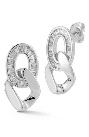 Glaze Jewelry Cubic Zirconia Pav&eacute; Double Link Drop Earrings in Silver at Nordstrom Rack