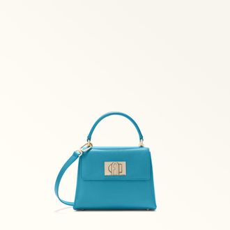 Furla 1927 Borsa A Mano Mini Turchese A Blu Pelle Stampata Donna