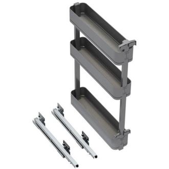 Emuca Emuca Botellero Lateral Extra&iacute;ble Harmony Con Cierre Suave, M&oacute;dulo Ancho 150mm Alto 800mm, Acero Y Madera, Gris Antracita