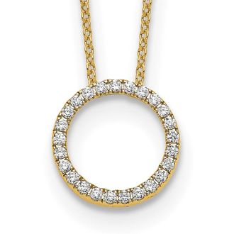 Diamond2Deal 14k Yellow Gold 1/4 Ct Lab Grown Diamond Eternity Pendant Necklace 18 Clarity VS, Color D-E