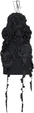 Blumarine Taffeta Jurk met 3D Rozen - Dames - Feestkleedjes - Zwart - S - Polyester - Kleedjes