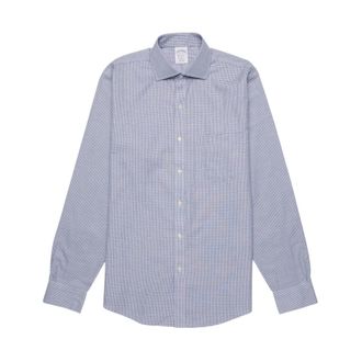 Brooks Brothers Non-Iron Overhemd met gespreide kraag - Heren - Zakelijke Overhemden - Blauw - 4XL - Katoen - Overhemden