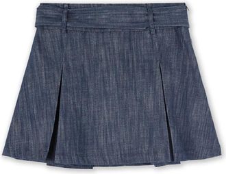 Motivi Plissirok met knopen - Dames - Korte rokken - Blauw - XL - Katoen - Rokken