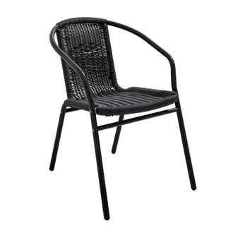 Oviala Silla de terraza de aluminio y resina negro