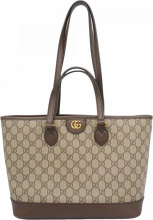 Gucci Brown Leather Pvc Tote Bag (Pre-Owned)