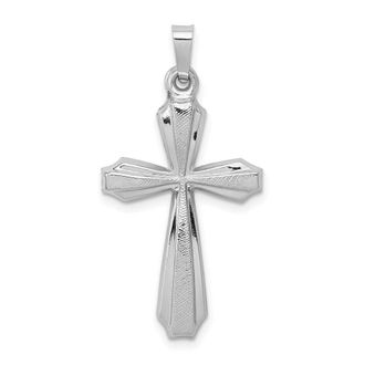 Diamond2Deal 14K White Gold Textured and Polished Passion Cross Pendant