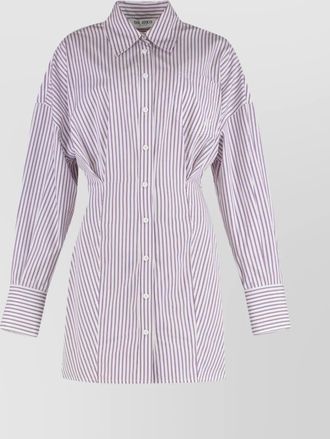 The Attico striped shirtdress with long cuffed sleeves and front pocket