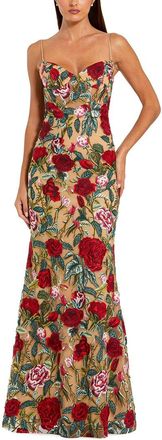 Mac Duggal Floral Embroidered Off The Shoulder Gown