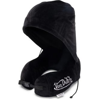 Von Dutch Eyeconic Hooded Ergonomic Memory Foam Travel Neck Pillow in Black at Nordstrom