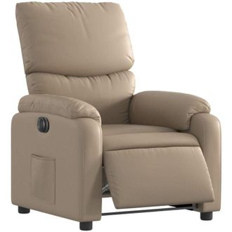 vidaXL Sill&oacute;n Reclinable El&eacute;ctrico De Cuero Sint&eacute;tico Color Capuchino Vidaxl