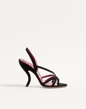 Valentino Garavani Sandalo Fetishique In Velluto 105Mm Donna NERO 36.5